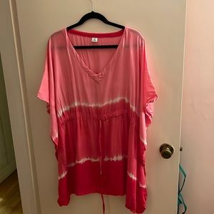Island Planet Pink tie dye Beach Coverup